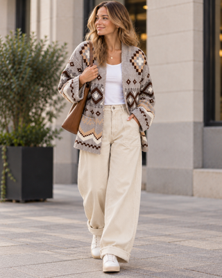 Aspen Knit Geo Cardigan Tie Belt