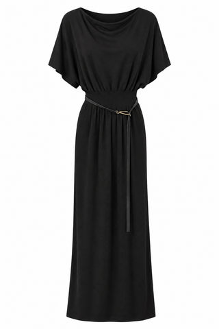 Livia Knit Belt Dress - Black