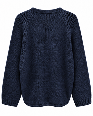 Izzy Twist Knit V-Neck-Navy
