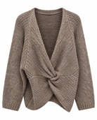 Izzy Twist Knit V-Neck-Beige