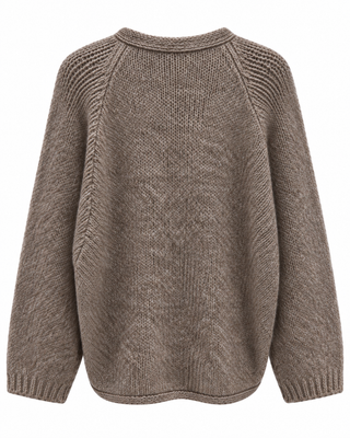 Izzy Twist Knit V-Neck-Beige