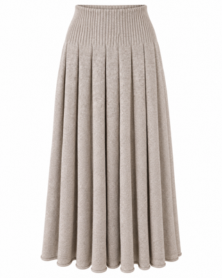 Harper Knit Pleated Skirt -Beige