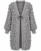 Amber Scallop Cardigan-Grey