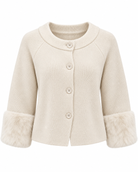Marcie Fur Cuff Cardigan -Cream