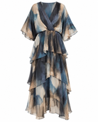 Azure Cascade Tye Die Silk Dress - Blue Multi