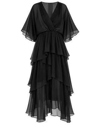 Azure Silk Dress -Black