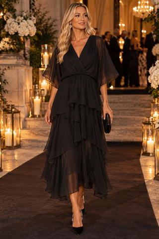Azure Silk Dress -Black