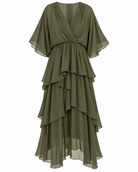 Azure Silk Dress -Khaki