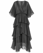 Azure Silk Dress -Charcoal