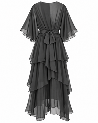 Azure Silk Dress -Charcoal