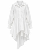 Nico Shirt Asymmetrical Dress- White
