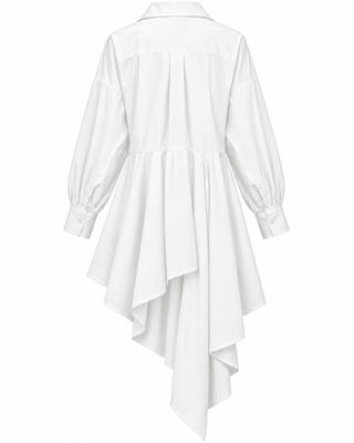 Nico Shirt Asymmetrical Dress- White