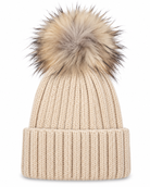 Evie Ribbed Brown Bobble Beige -Hat