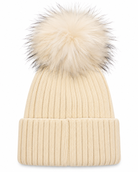 Alannah Ribbed Beige Bobble Beige -Hat