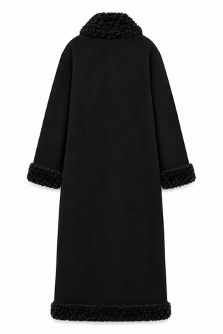 Benny Reversible Afghan-Style Faux Shearling Coat - Black