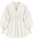 Elvara Knit Peplum Top - Cream