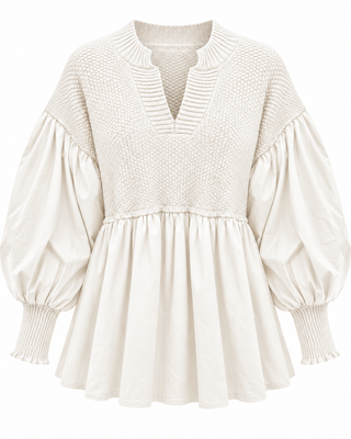 Elvara Knit Peplum Top - Cream