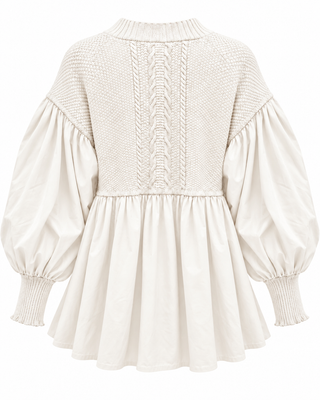 Elvara Knit Peplum Top - Cream
