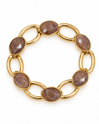 Gold Link Statement Bracelet-Brown