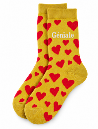 Glamour Heart socks -yellow