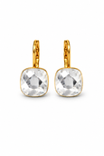 Square Drop Earrings -Crystal White