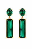 Una Square Drop Earrings - Emerald