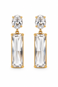 Una Square Drop Earrings - Crystal