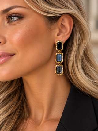 Midnight Blue Triple Drop Earrings