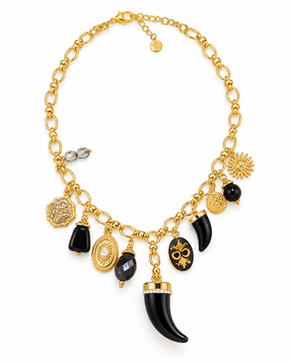 Horn Charm necklace -Black