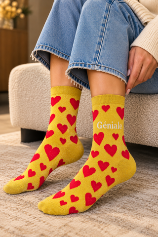 Glamour Heart socks -yellow