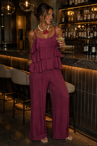 Zoey Frill Set -Burgundy
