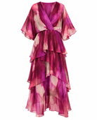 Azure Cascade Tye Die Silk Dress - Pink Multi