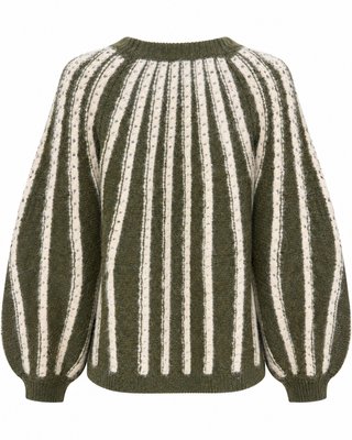 The Harlow Stripe Cardigan - Khaki