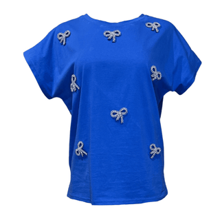 Bow t-shirt with bow detail - blue