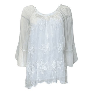 Shirlie silk lined top with appliqué detail to the front