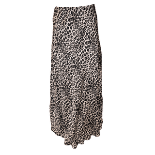 Mathilde satin midi leopard skirt