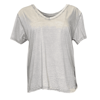 Oleva washed cotton v neck T-shirt in beige