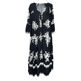Nellie long loose draping dress in cotton - black