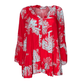 Nellie loose Summer top with sleeve - red