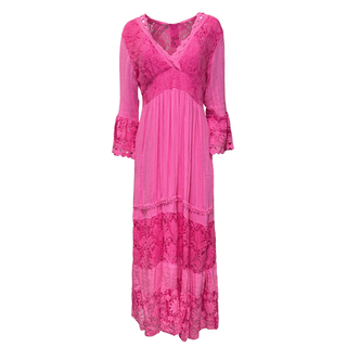 Calista long sleeve lace dress with beautiful detailing - Fusia