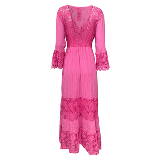 Calista long sleeve lace dress with beautiful detailing - Fusia