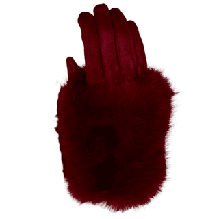 Deep Fur Cuff Glove - Burgundy