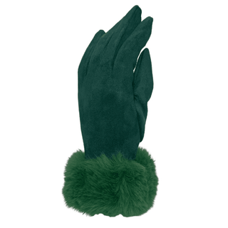 Soft Glove with Fur Cuff - Green