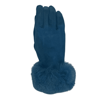 Soft Glove with Fur Cuff - Blue