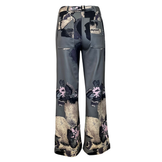 Yoko Soft Print Trouser - Mocha/Grey