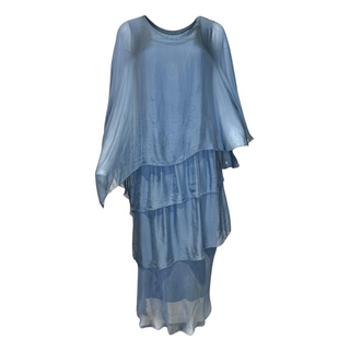Roxy Silk Layered Dress - Blue
