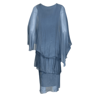 Roxy Silk Layered Dress - Blue