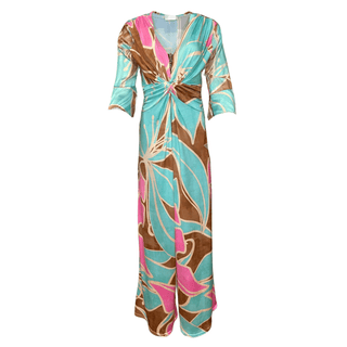Artista Palazzo Jumpsuit - Turq/Brown