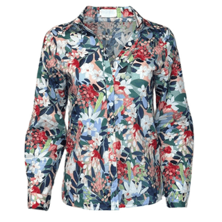 Fluffy Print Cotton Shirt - Blue