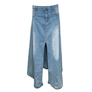 Panda Long Denim Skirt - Blue